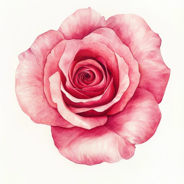 Detailed Watercolor Rose Topview