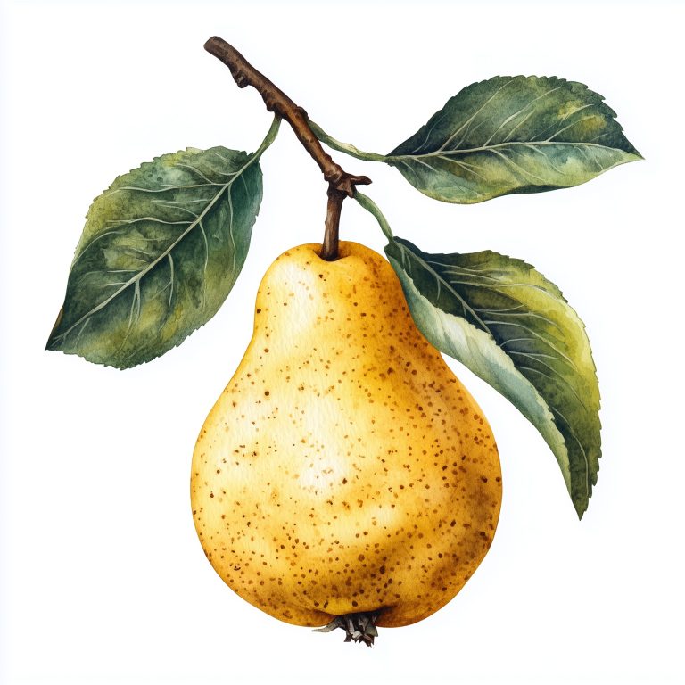 Detailed Watercolor Yellow Pear