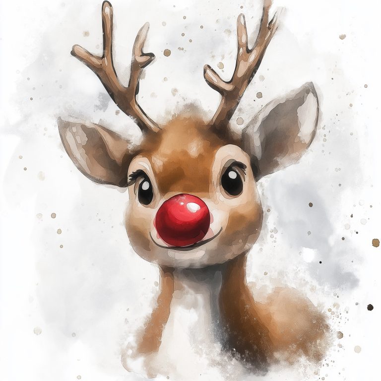 Digital Watercolor Rudolph