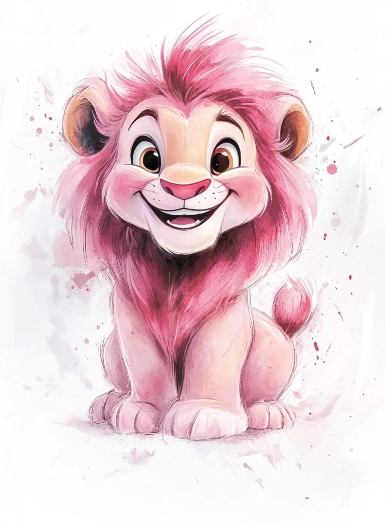 Disney Watercolor Pink Lion