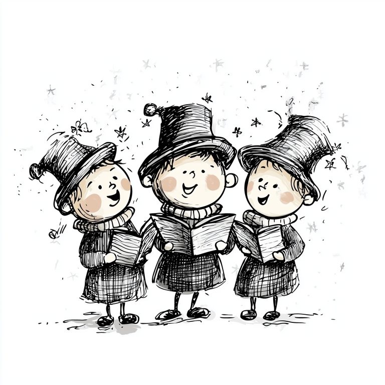 Doodle Carolers Clip Art