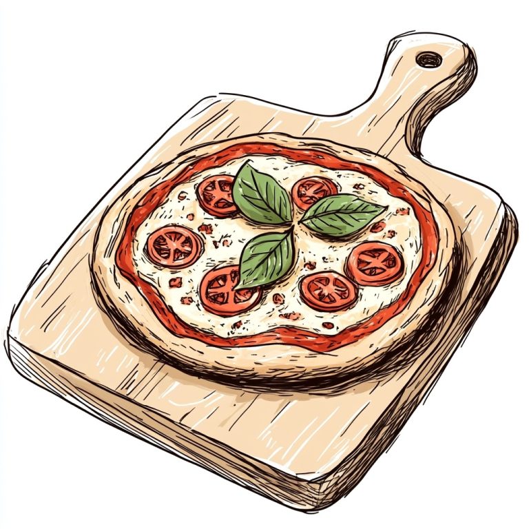 Doodle Margherita Pizza Illustration