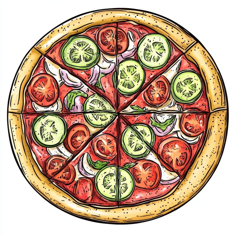 Doodle Pizza Ingredients Illustration