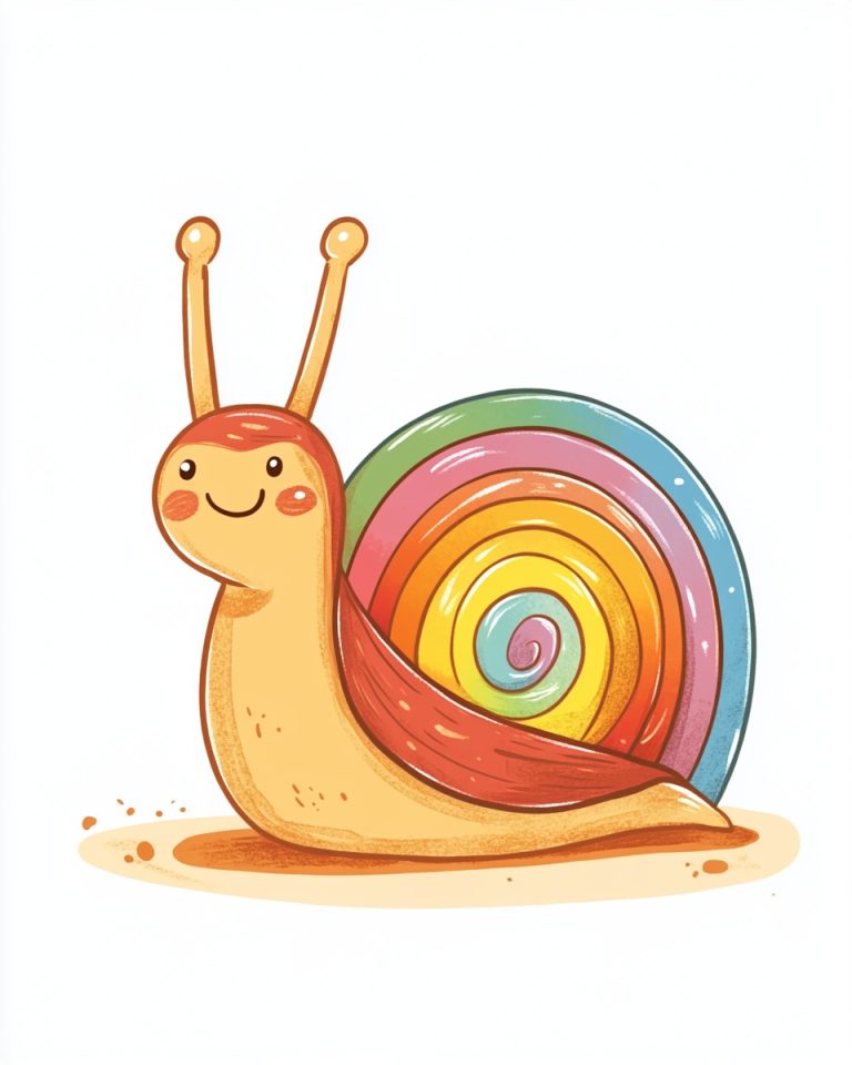 Doodle Snail with Rainbow