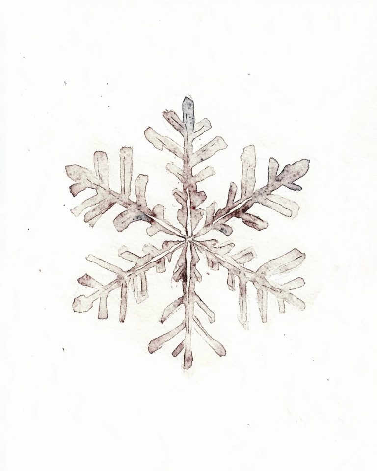 Doodle Snowflake in Watercolor