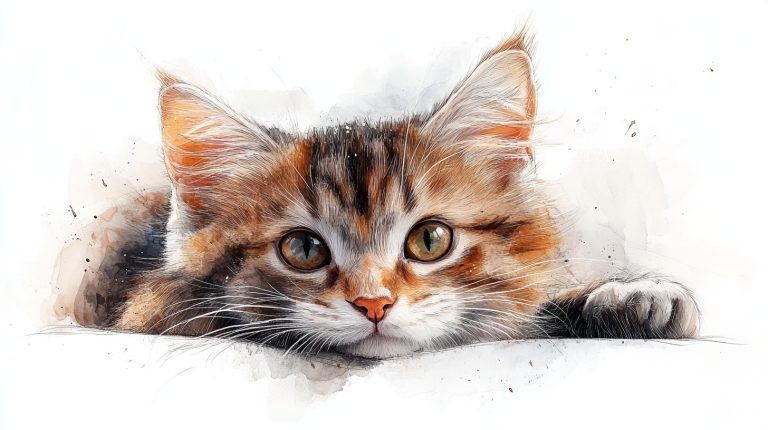 Drawing of Playing Cat