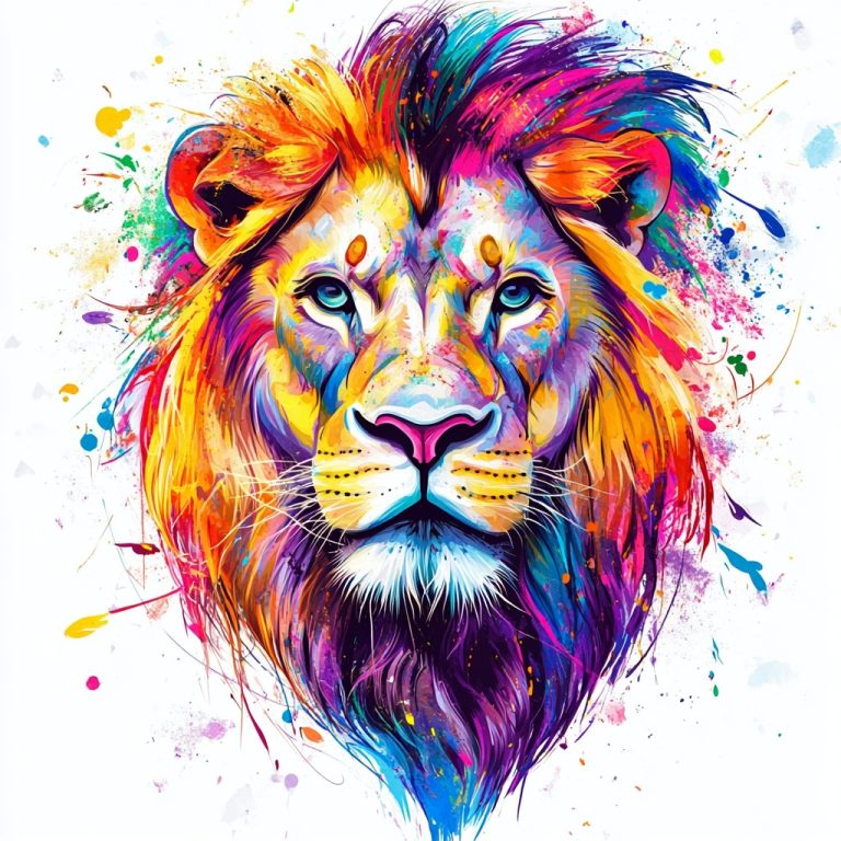 Electric Lion Face Art