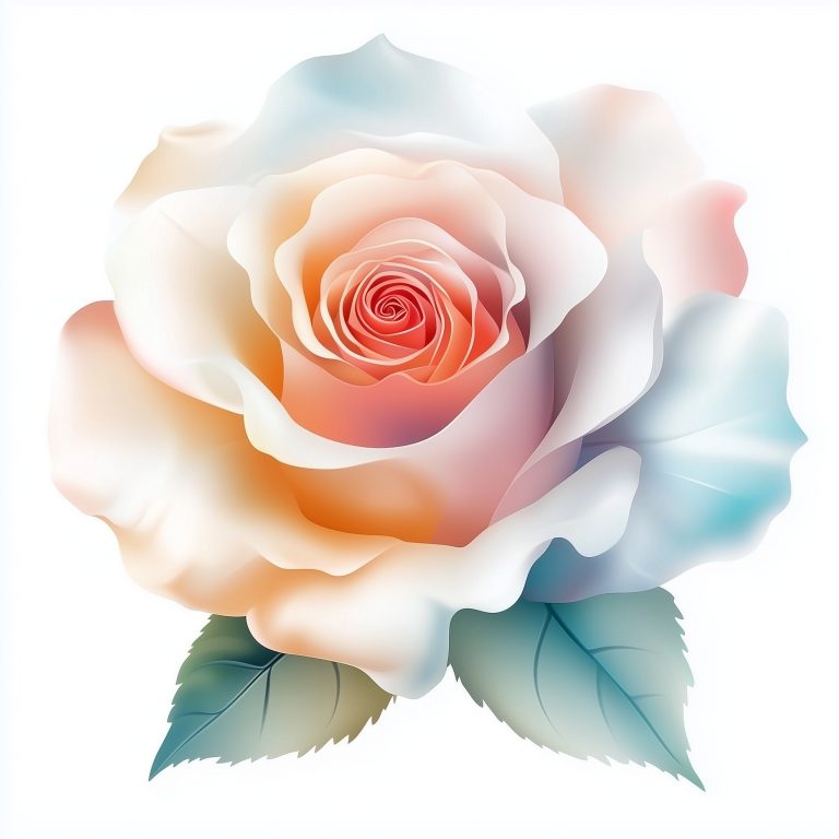 Elegant Baroque Rose Design with Ombre Hues on a Crisp White Canvas Custom ID 7ip3nj4 Version 61