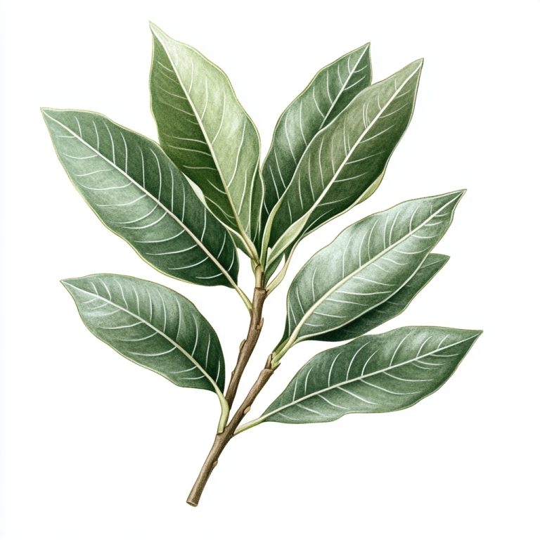 Elegant Bay Laurel Leaf Design A Sophisticated Illustration for Essential Oil Labeling