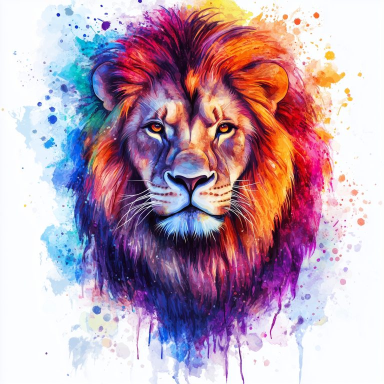 Elegant Lion in Watercolor