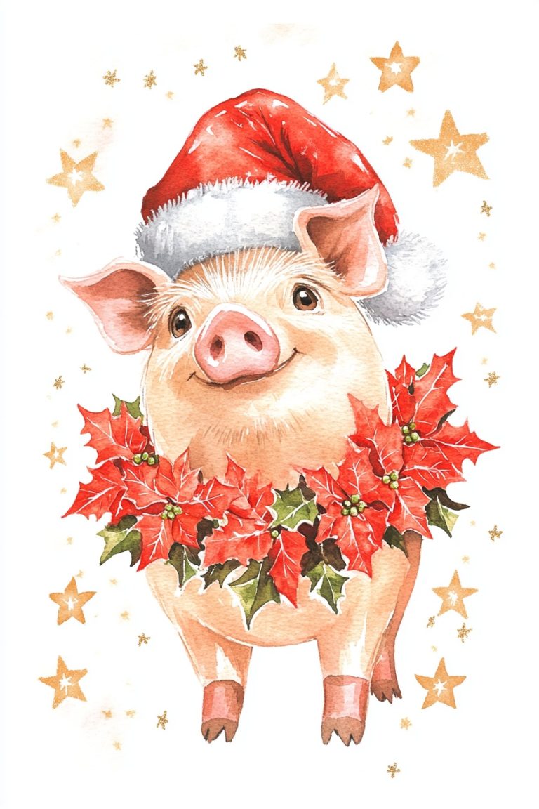 Ethereal Pig in Santa Hat