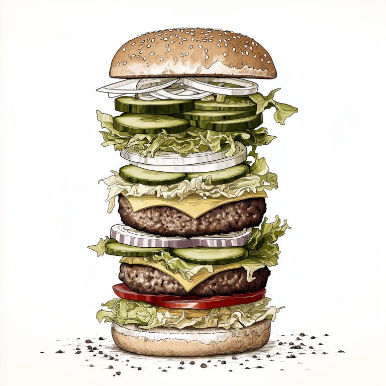 Exploded Hamburger Illustration