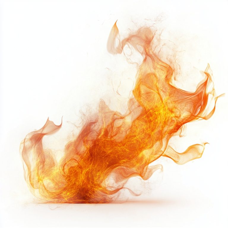 Flames on White Background