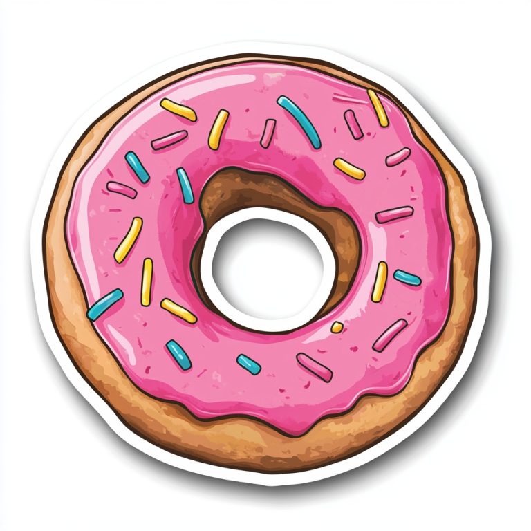 Flat Sticker Pink Donut