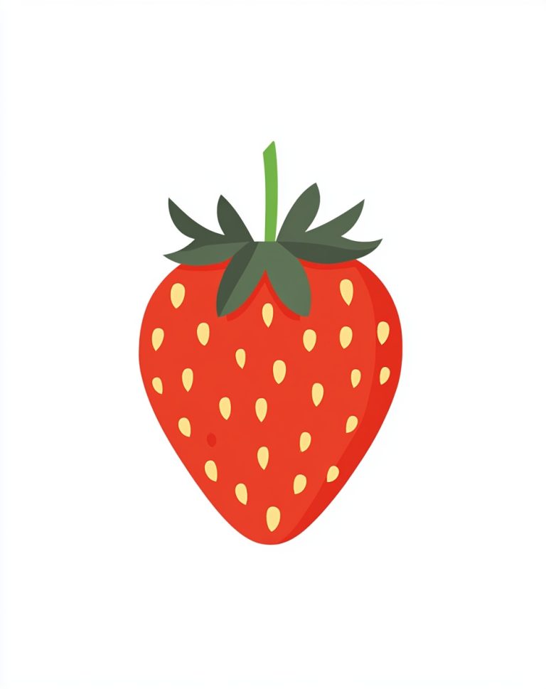 Flat Strawberry SVG Illustration