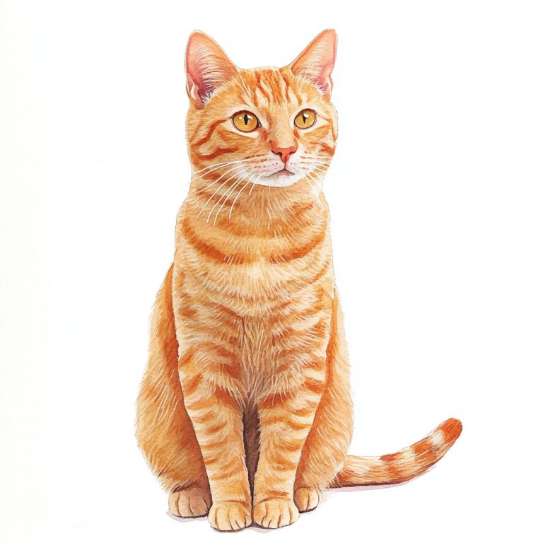 Flat Watercolor Ginger Cat 1