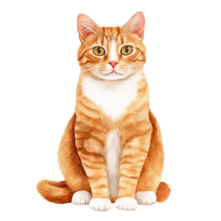 Flat Watercolor Ginger Cat