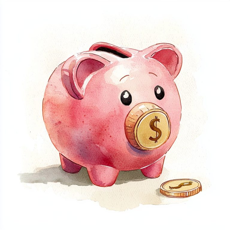 Flat Watercolor Money Bank