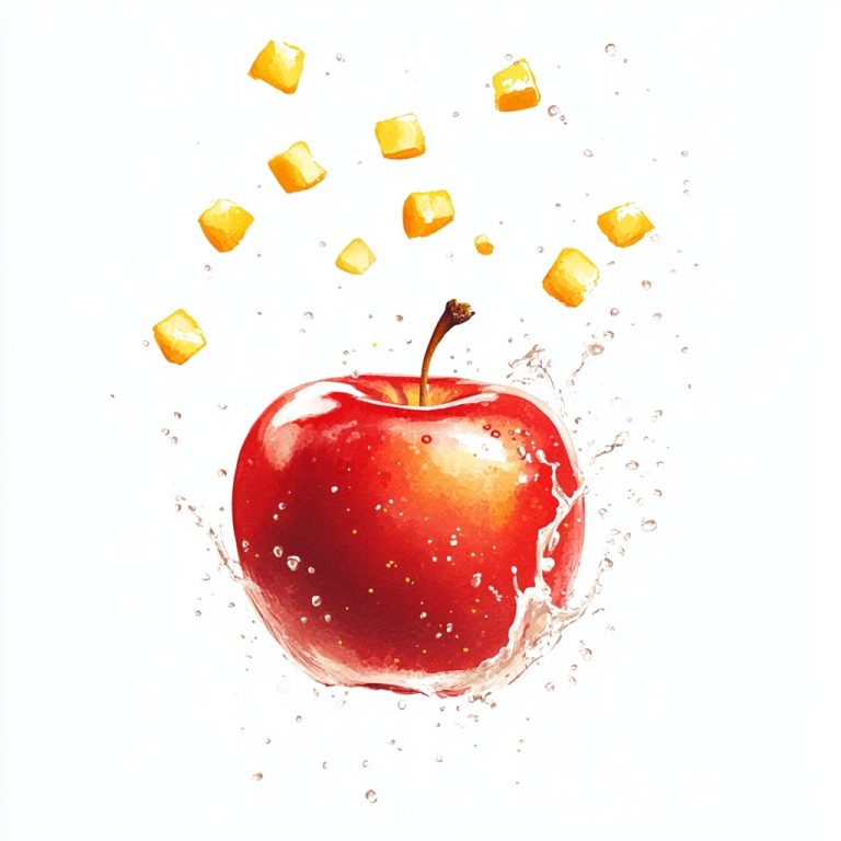 Floating Apple Watercolor Illustration