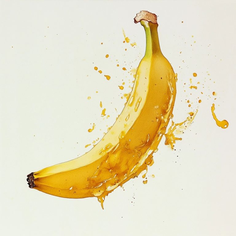 Floating Banana Watercolor Art