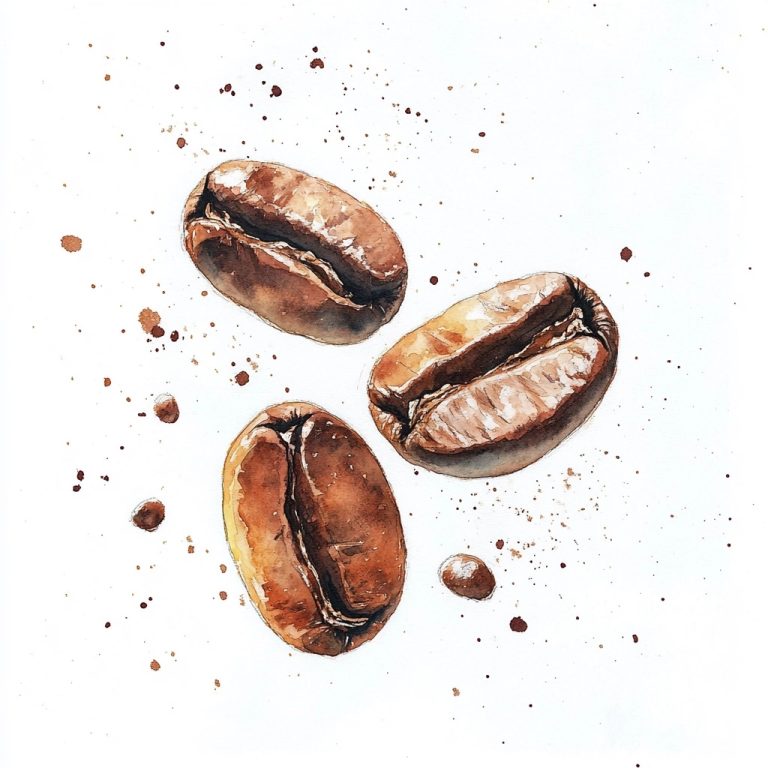 Floating Coffee Beans Watercolor