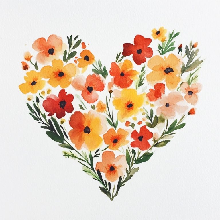 Floral Heart Watercolor Design