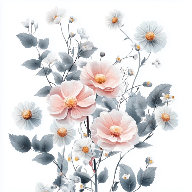 Floral Illustration Rose Chamomile