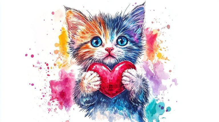 Fluffy Kitten Heart Gesture