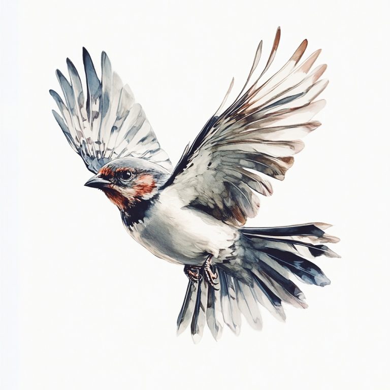 Flying Bird on White