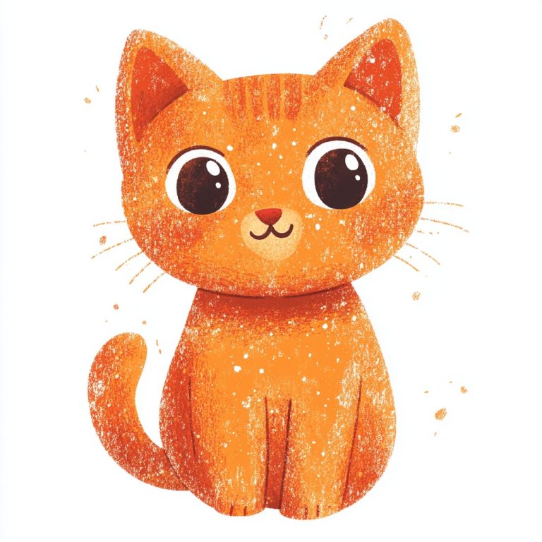 Funny Orange Cat Drawing