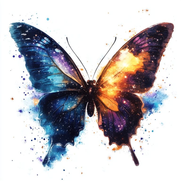 Galaxy Butterfly Watercolor Art