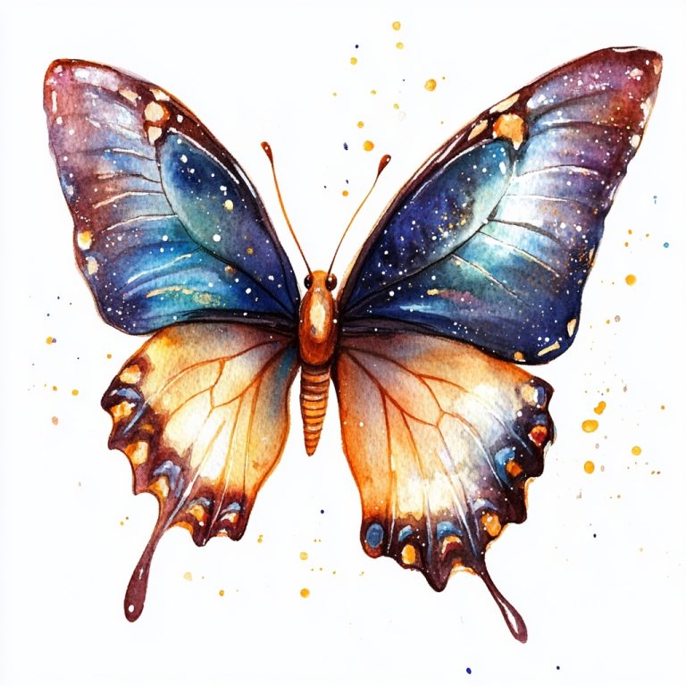 Galaxy Butterfly Watercolor Clipart