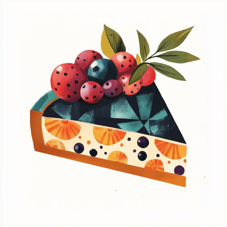 Geometric Berry Cake Illustration