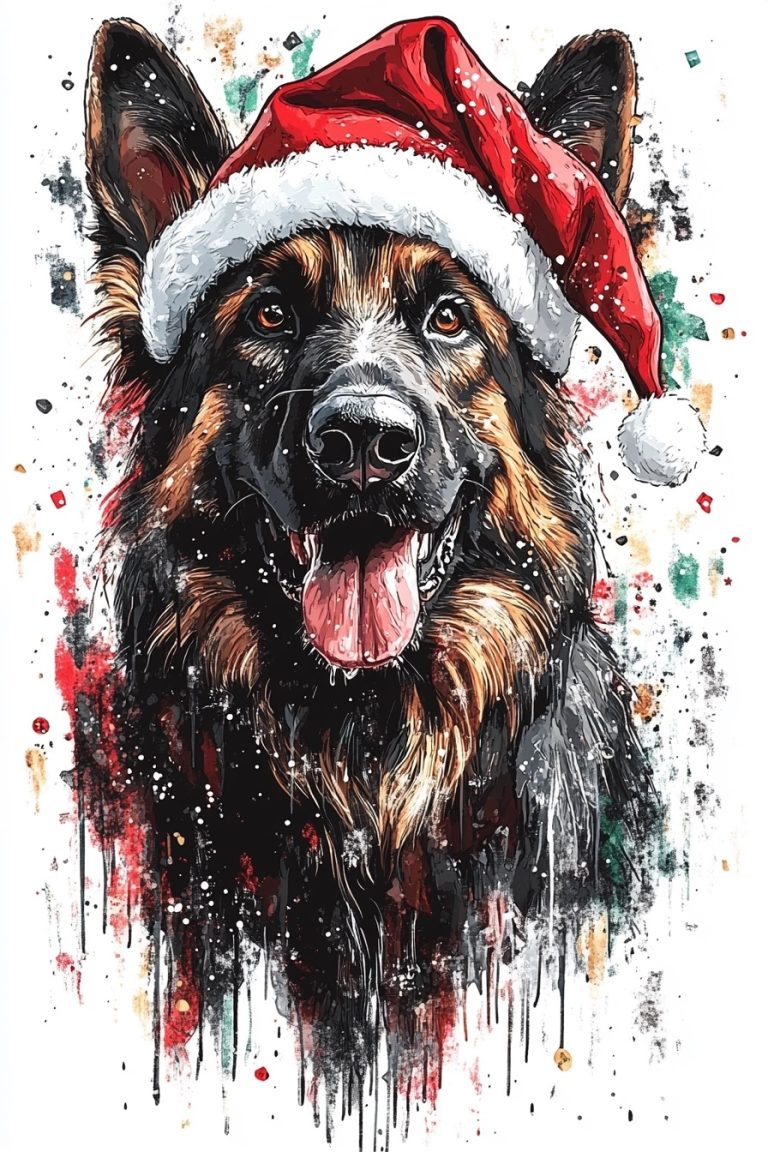 German Shepherd in Santa Hat