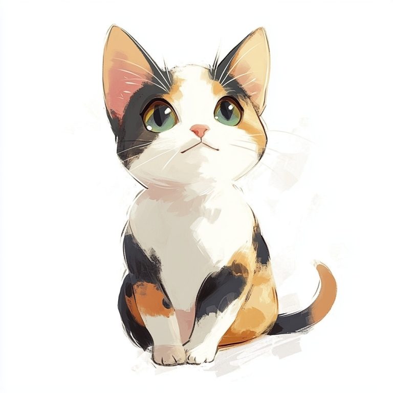 Ghibli Calico Cat Illustration