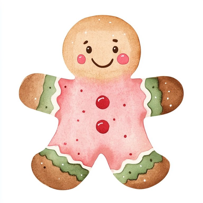 Gingerbread Cookie Watercolor Illustration