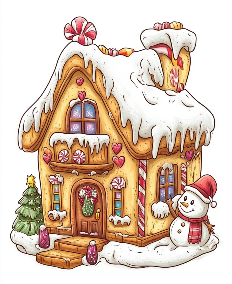 Gingerbread House Cartoon Illustration