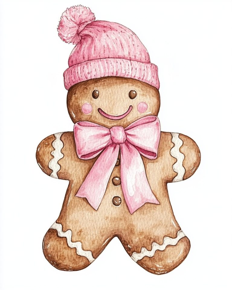 Gingerbread Man Watercolor Portrait