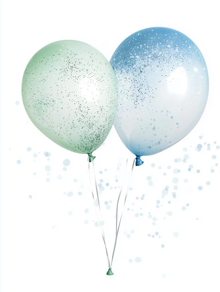 Glitter Balloons on White