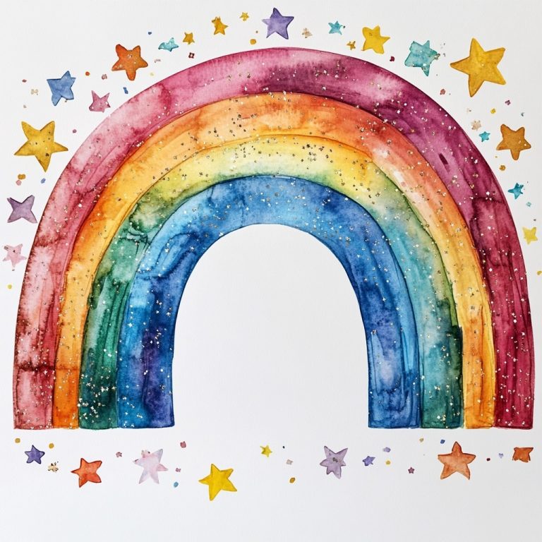 Glittery Rainbow Watercolor Art