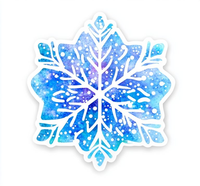 Glittery Watercolor Snowflake Sticker