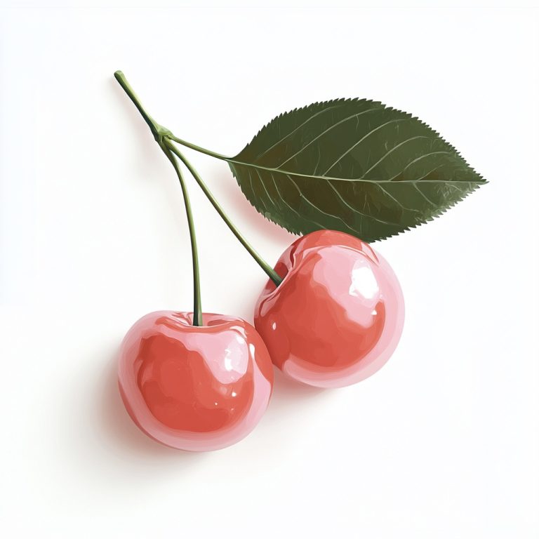 Glossy Pink Cherries Illustration