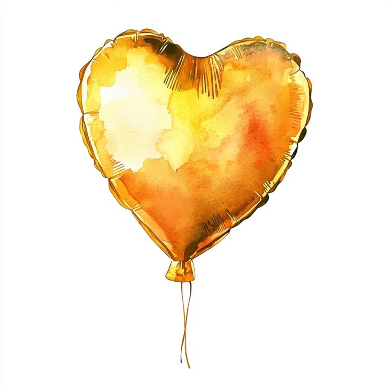 Golden Balloon Watercolor Clipart