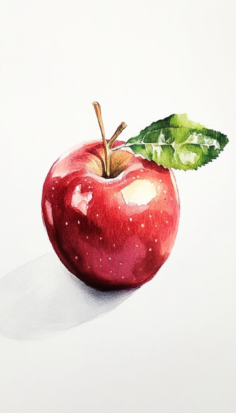 Gouache Apple Illustration