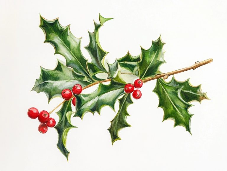 Gouache Holly Branch Illustration