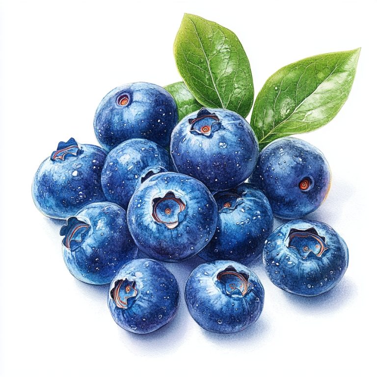 Graphic Blueberries on White