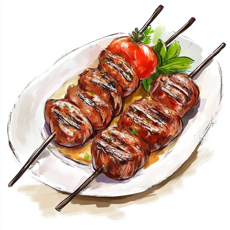 Grilled Meat and Tomato Illustration