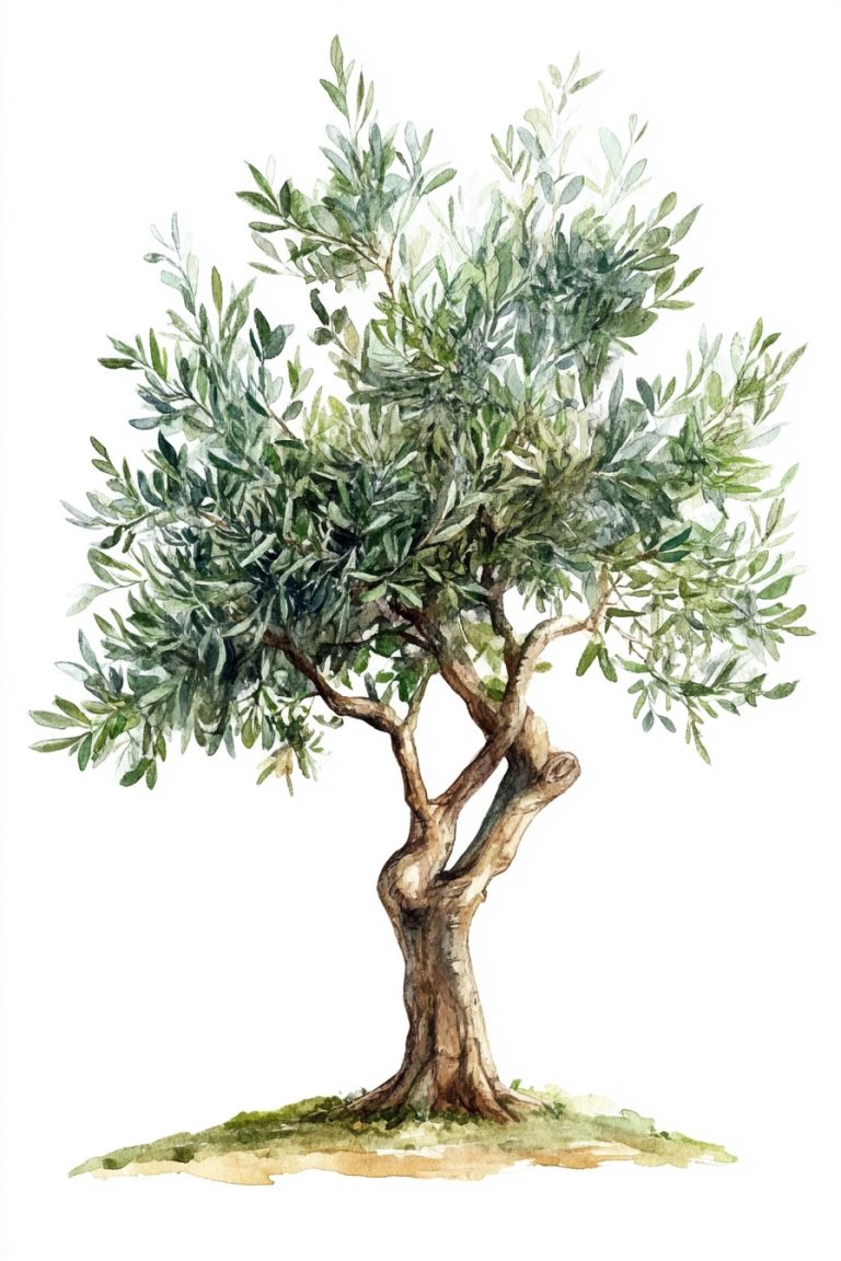 HD Watercolor Olive Tree