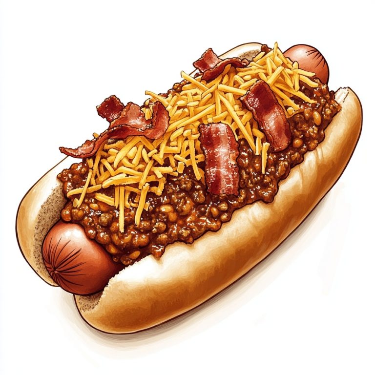 Hand Drawn Chili Hot Dog