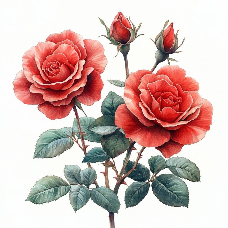 Hand Drawn Chinese Roses